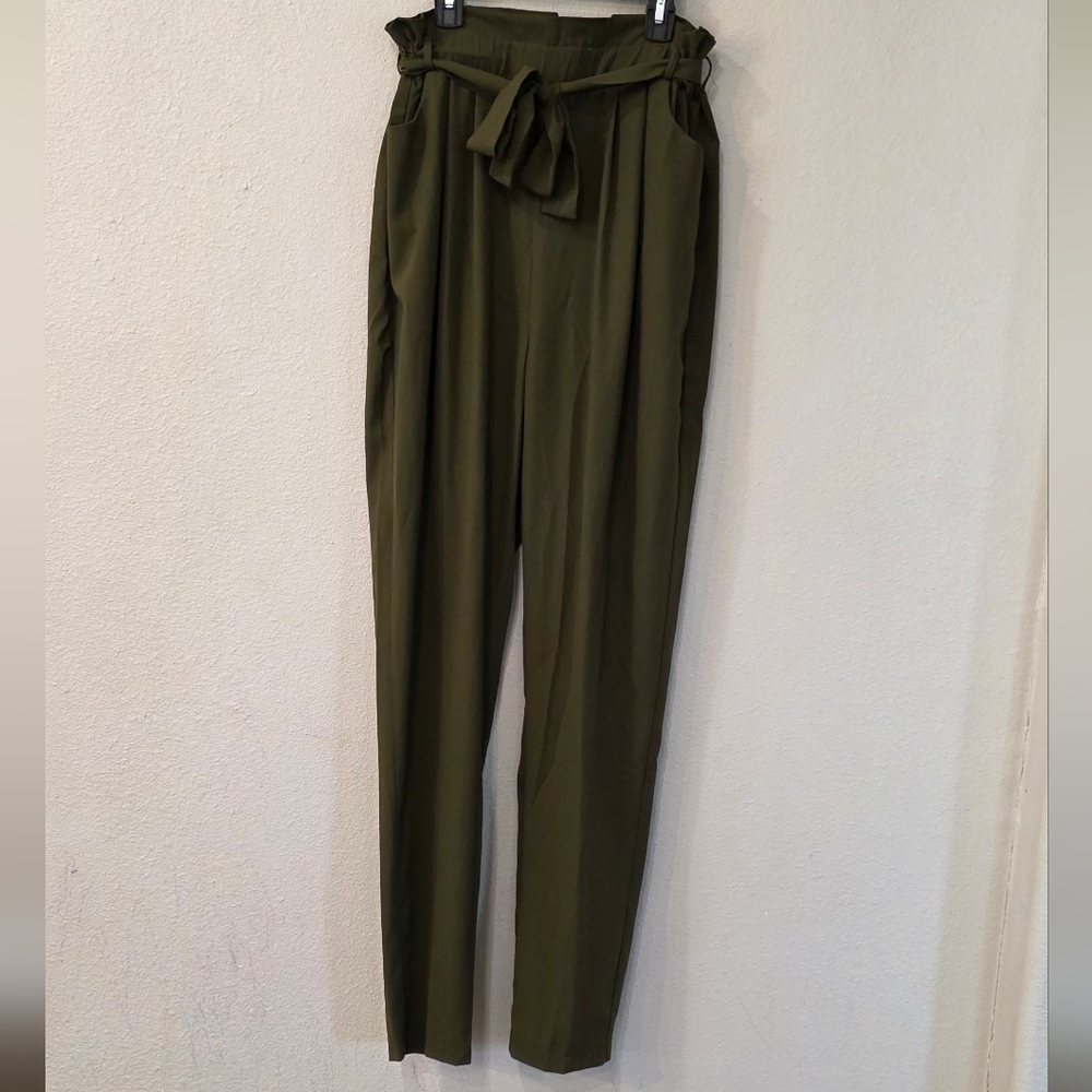 Olive Green High-Waisted Pants